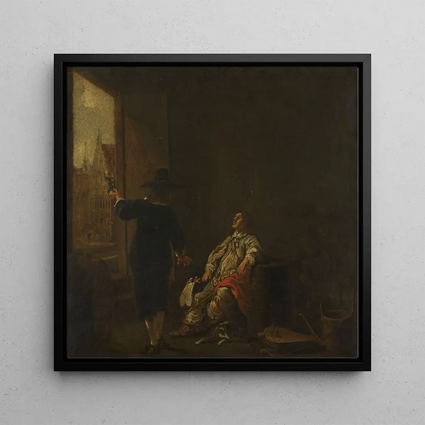 Tasting of wine - Aelbert Cuyp — framed artwork on a wall
