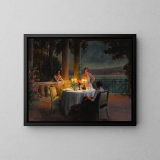 A candlelit dinner - Delphin Enjolras — framed artwork on a wall