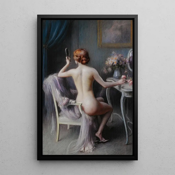 Female nude painting in French - Delphin Enjolras — framed artwork on a wall