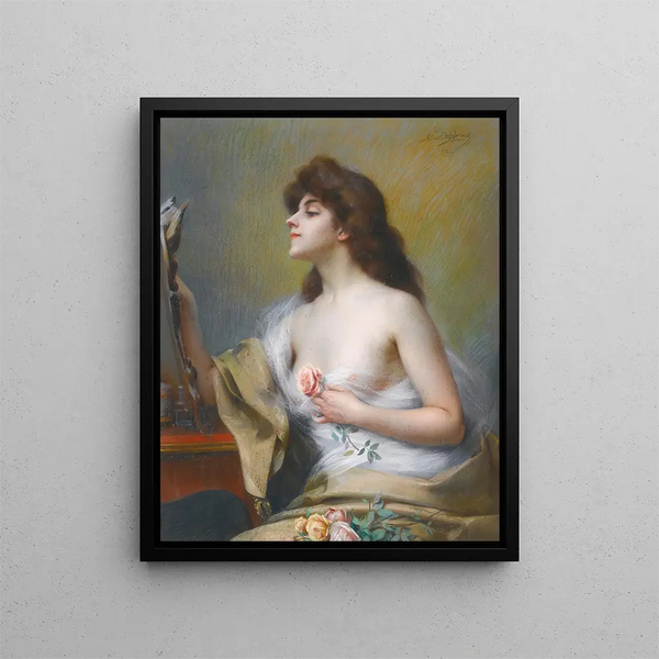 Girl with Rose - Delphin Enjolras — framed artwork on a wall