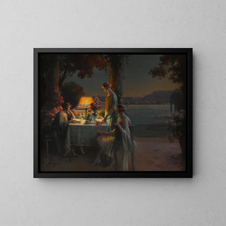 Young women by the lake - Delphin Enjolras — framed artwork on a wall