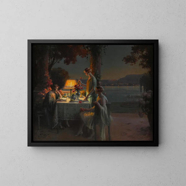 Young women by the lake - Delphin Enjolras — framed artwork on a wall