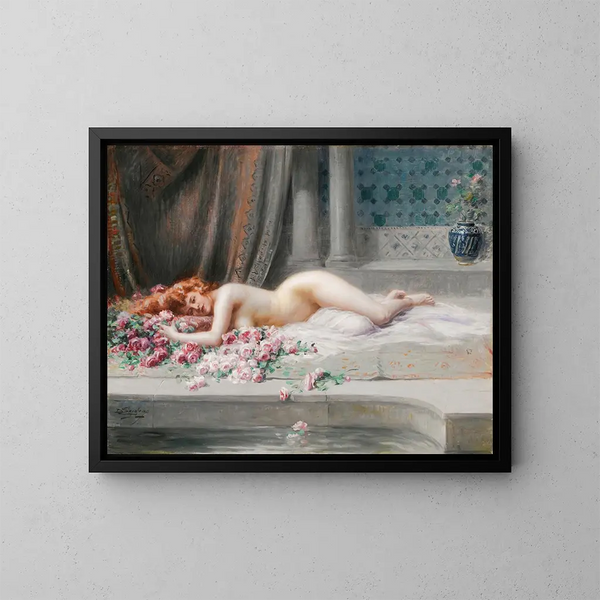 Nude reclining - Delphin Enjolras — framed artwork on a wall