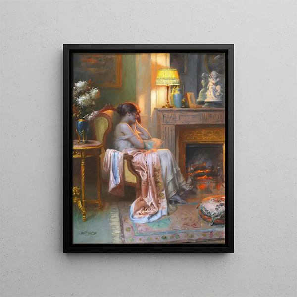 Pensive Painting - Delphin Enjolras — framed artwork on a wall