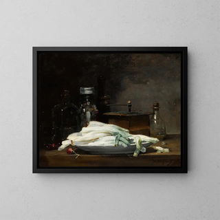 Nature morte avec des asperges - Denis Pierre Bergeret — framed artwork on a wall