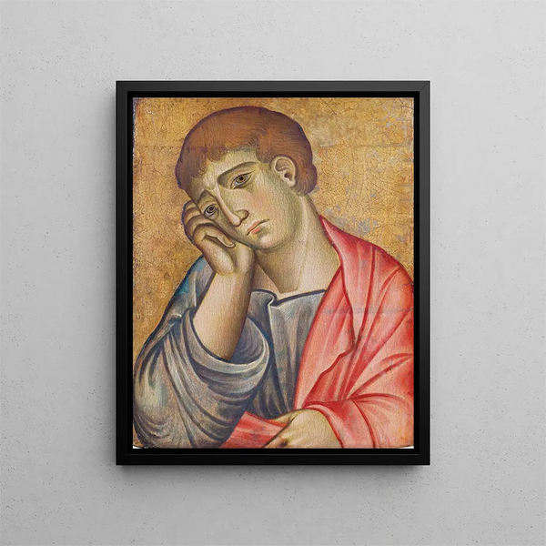 Saint Jean l'Évangéliste en deuil - Deodato Orlandi — framed artwork on a wall