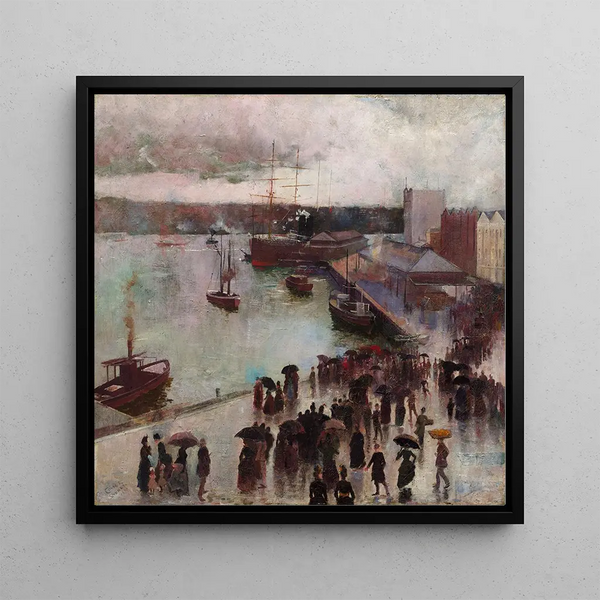 Departure from the Orient, Circular Quay - Charles Conder — framed artwork on a wall