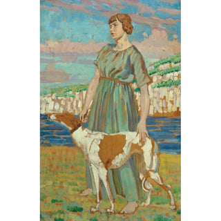 Portrait of Elizabeth Lipczinski with her dog Fanny - Derwent Lees — artwork view