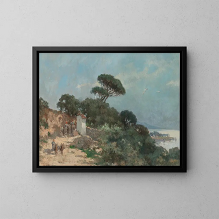Landscape of the South with Donkeys - Desiderius Fangh — framed artwork on a wall