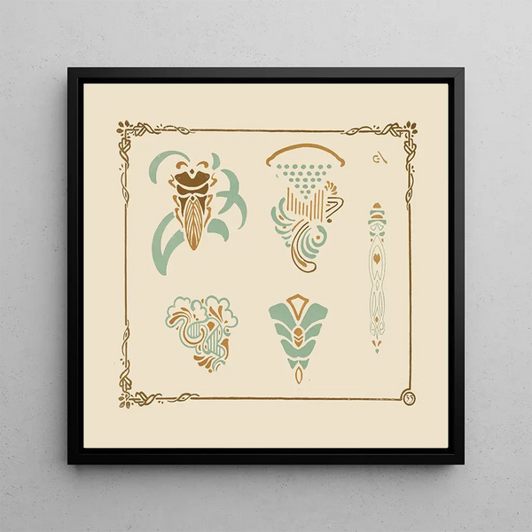 Abstract design painting based on organic shapes - George Auriol — framed artwork on a wall