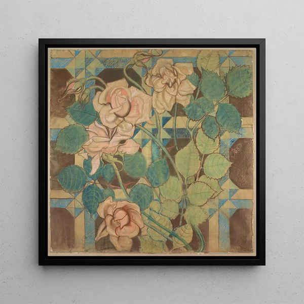 Design of Roses for the Polychromy of the Franciscan Church in Kraków - Stanisław Wyspiański — framed artwork on a wall