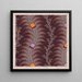 Textile design painting with wavy vertical stripes of squares connected by lens-shaped beads on stylized undulating palm leaves separated by vertical garlands of branches - Anonymous
