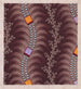 Textile design painting with wavy vertical stripes of squares connected by lens-shaped beads on stylized undulating palm leaves separated by vertical garlands of branches - Anonymous