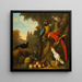 Two cockatoos, a raven with a red beak, and other birds in a landscape with fruits - Jakob Bogdny — framed artwork on a wall