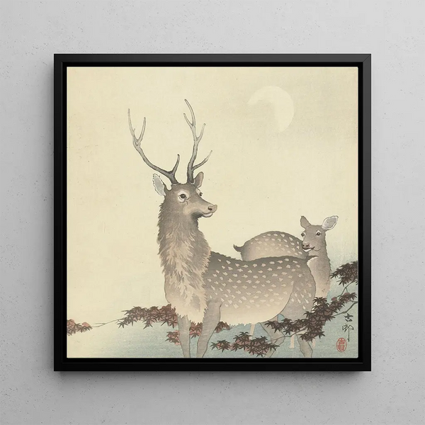 Two Deer - Ohara Koson — framed artwork on a wall