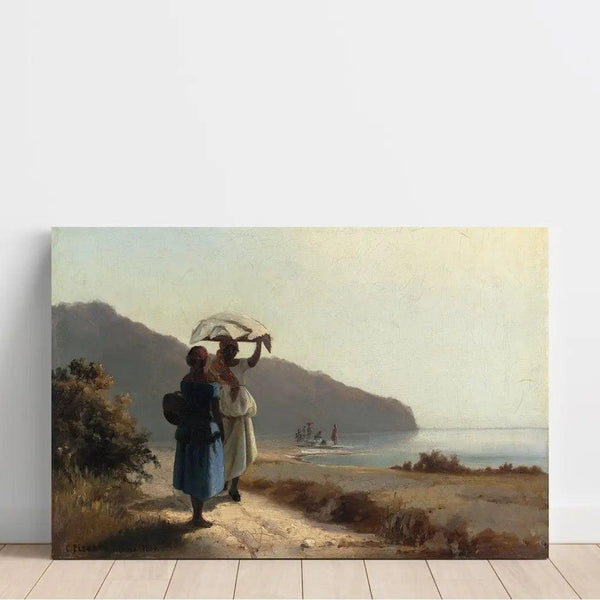 Reproduction of the painting of Two women chatting by the sea, Saint Thomas - Camille Pissarro