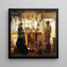 Two women visit the village artist to see the commissioned funeral cross - Christen Dalsgaard — framed artwork on a wall