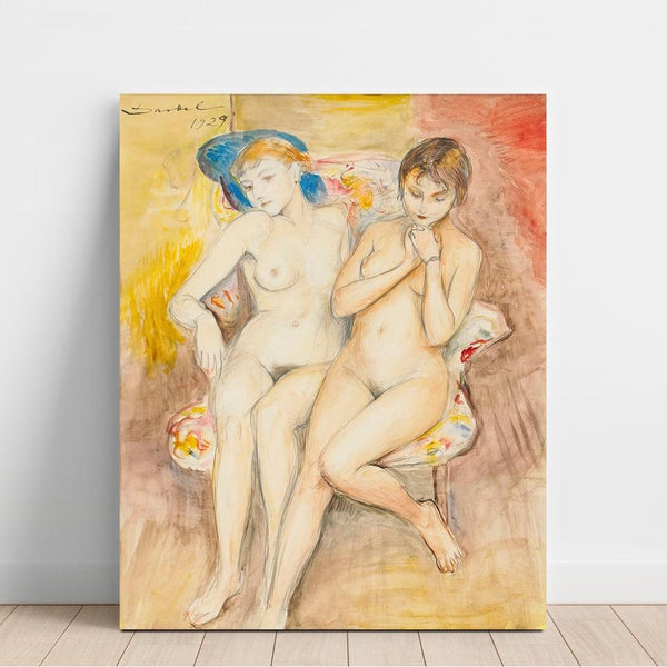Reproduction of the painting of Two Girls on a Chair - Nils Dardel