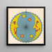 Two moons face to face and lantern design with stars - Anonymous — framed artwork on a wall