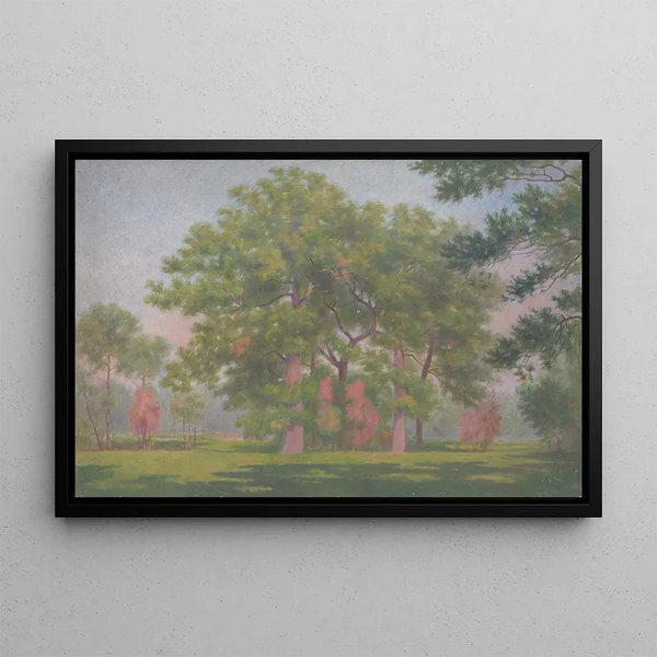 Landscape painting with trees - Dezider Czader — framed artwork on a wall
