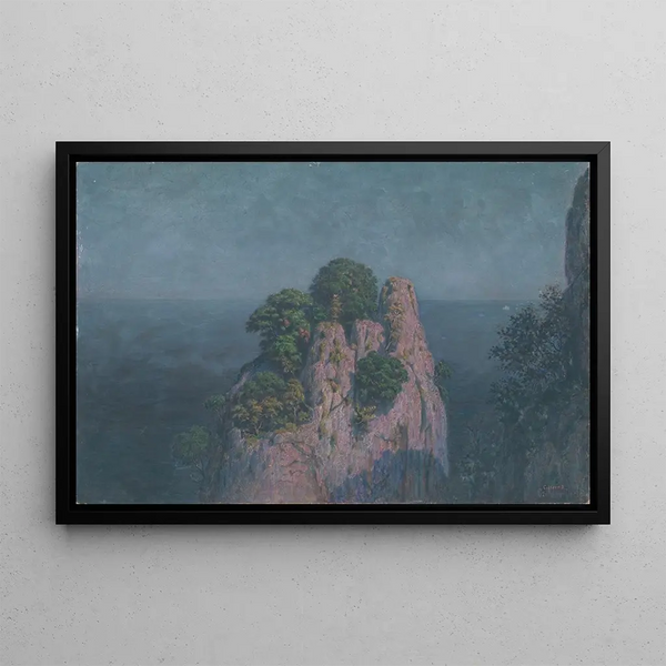 Marine landscape painting with rocks - Dezider Czader — framed artwork on a wall