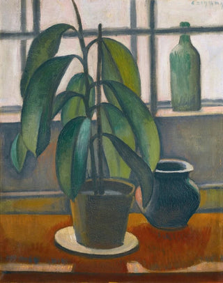 a rubber plant on the windowsill - Dezső Czigány — artwork view