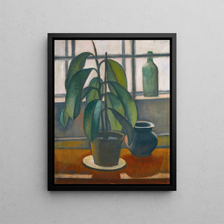 a rubber plant on the windowsill - Dezső Czigány — framed artwork on a wall