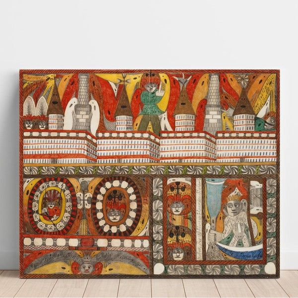 Reproduction of the painting of Die Furchtbare Riesen-Brunst, Deer Riesen-Stadt, Mutter-Kohrn, Ost-Wand-Hall - Adolf Wölfli