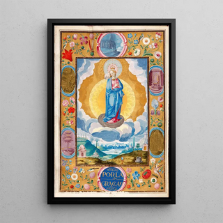Reproduction of the painting of the Immaculate Conception in the Charte exécutoire de chevalerie of Arias Pardo de Cela - Diego Gómez