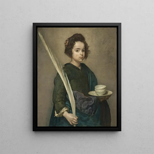 Saint Rufina - Diego Velázquez — framed artwork on a wall