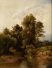 Landscape painting of a wooded riverside - Dietrich Langko — artwork view