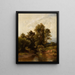 Landscape painting of a wooded riverside - Dietrich Langko — framed artwork on a wall