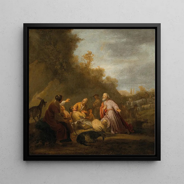 the God appearing to Abraham on the way to Shechem - Claes Cornelisz Moeyaert — framed artwork on a wall