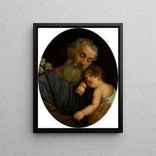 Joseph and the Child - Diodato Massimo — framed artwork on a wall