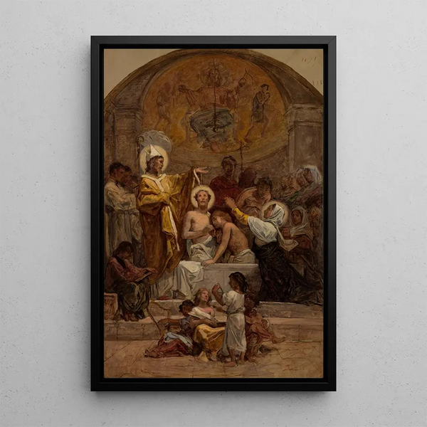 The Baptism of Saint Augustine - Diogène Maillart — framed artwork on a wall