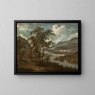 View of a River Valley - Dionijs Verburg — framed artwork on a wall