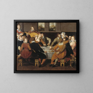 L'humanité pécheresse surprise par le Jour du Jugement - Dirck Barendsz — framed artwork on a wall