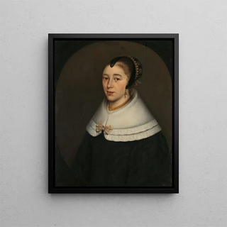 Portrait of a woman believed to be Catharina Kettingh, wife of Bartholomeus Vermuyden - Dirck Craey — framed artwork on a wall