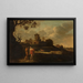 Landscape painting with shepherds and livestock - Dirck Dalens — framed artwork on a wall