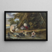 Two Ducks with Their Chicks by the Water's Edge - Dirck Dalens III — framed artwork on a wall