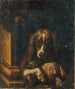An English Springer Spaniel with a large piece of meat bone - Dirck de Horn — artwork view