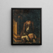 An English Springer Spaniel with a large piece of meat bone - Dirck de Horn — framed artwork on a wall