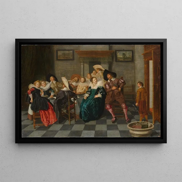 A banquet - Dirck Hals — framed artwork on a wall