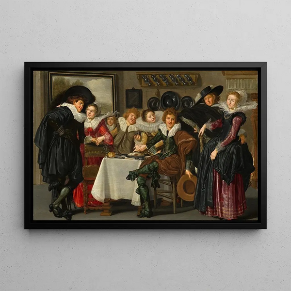 Joyful Company - Dirck Hals — framed artwork on a wall