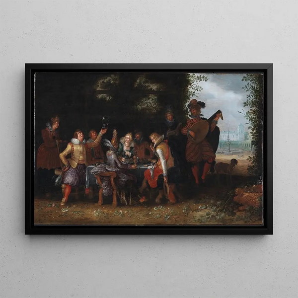 Christ healing at the Pool of Bethesda - Dirck van Delen — framed artwork on a wall