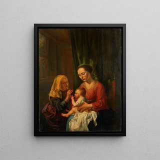 Virgin and Child with Saint Anne - Dirck van Hoogstraten — framed artwork on a wall