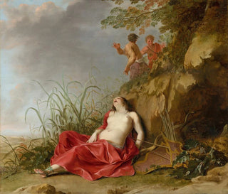 a sleeping hunt nymph - Dirck van der Lisse — artwork view