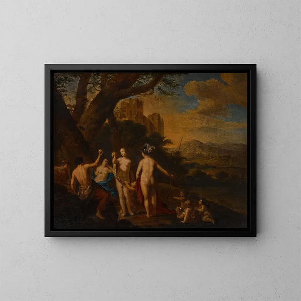 The Judgment of Paris - Dirck van der Lisse — framed artwork on a wall