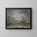 a winter landscape with figures skating on a frozen river - Dirk Dalens III — framed artwork on a wall