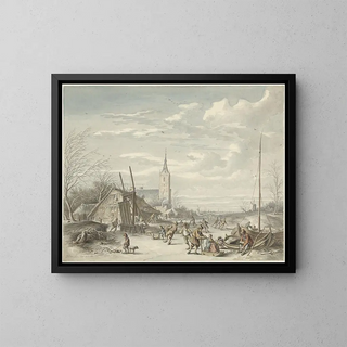 Winter Landscape Painting - Dirk Jan van der Laan — framed artwork on a wall